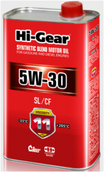 HI-GEAR 5W30 (1L) масло моторное! полусинт.\ API SL/CF, ACEA A3/B4, MB 229.1, VW 501 01/505 00