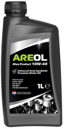 AREOL Max Protect 10W40 (1L) масло моторн.! полусинт.\ACEA A3/B3,API SL/CF,MB 229.1,VW 501.01/505.00
